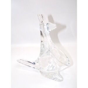 Vintage Sasaki Kangaroo Crystal Glass Open Pouch Ring Holder